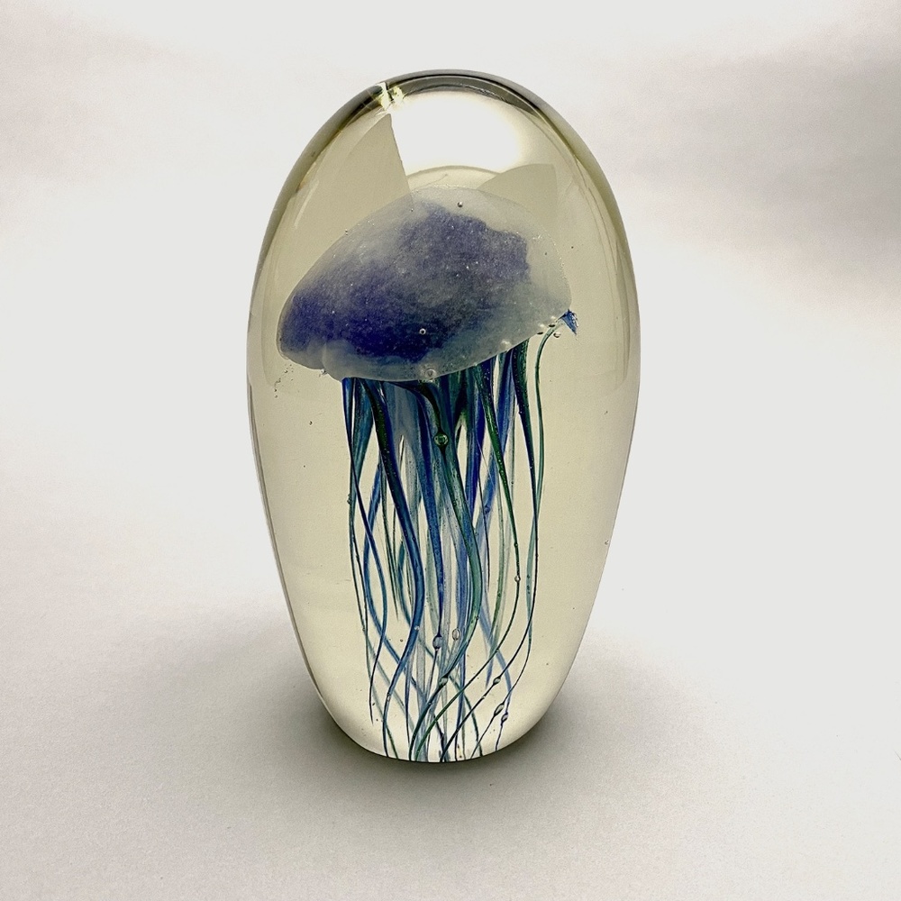 Glow in the Dark Glass Jellyfish Paperweight